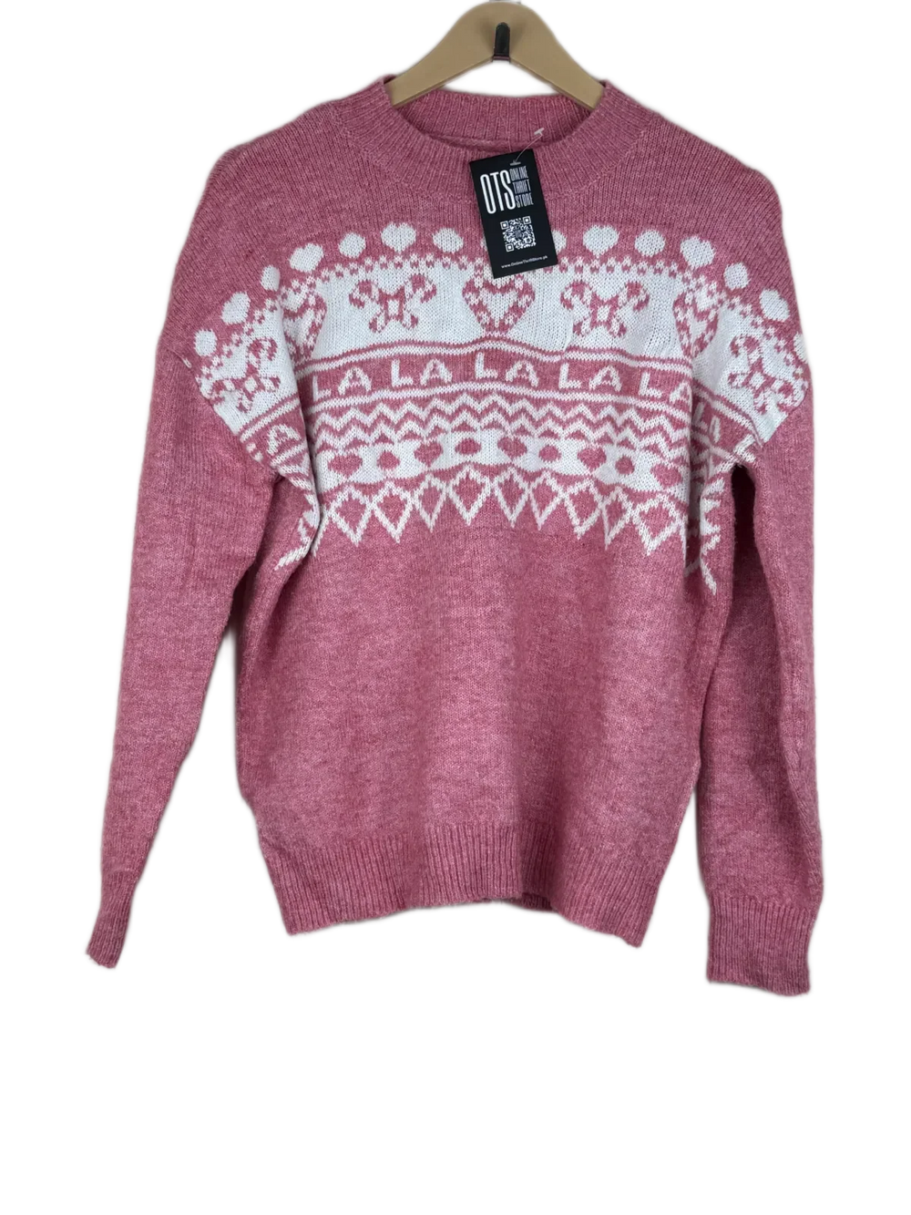 Shop Premium Winter Knitted Tops by Unknown | Preloved Branded Clothes | Pink Acrylic | Women | OTS Thrift Store Peshawar Pakistan
