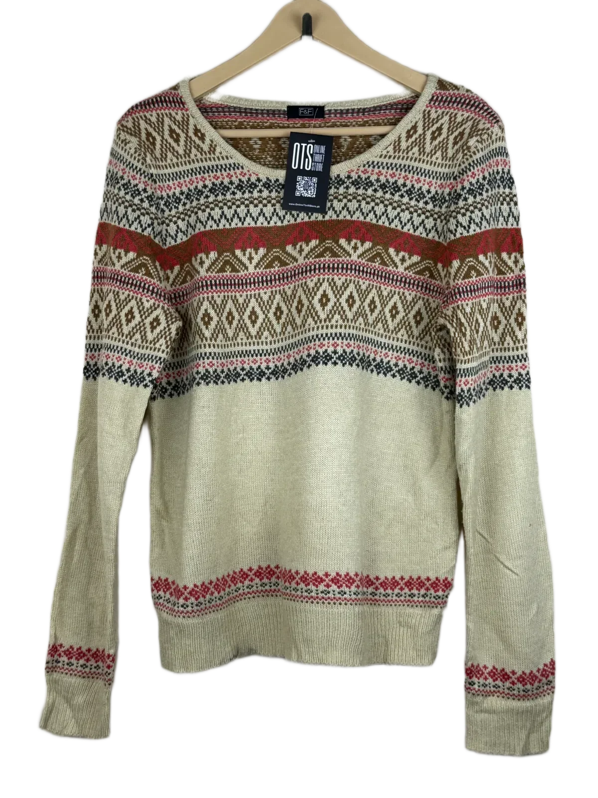 UK Imported secondhand Winter Knitted Tops - F&F brand, Beige Acrylic, Premium condition, for Women - Online Thrift Store Islamabad Pakistan