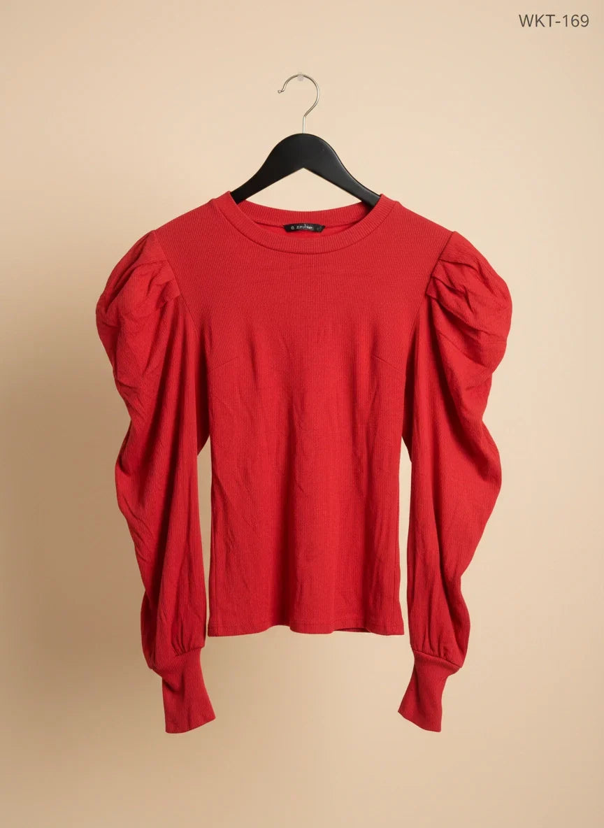UK Imported secondhand Winter Knitted Tops - new collection brand, Red viscose, Premium condition, for Women - Online Thrift Store Lahore Pakistan