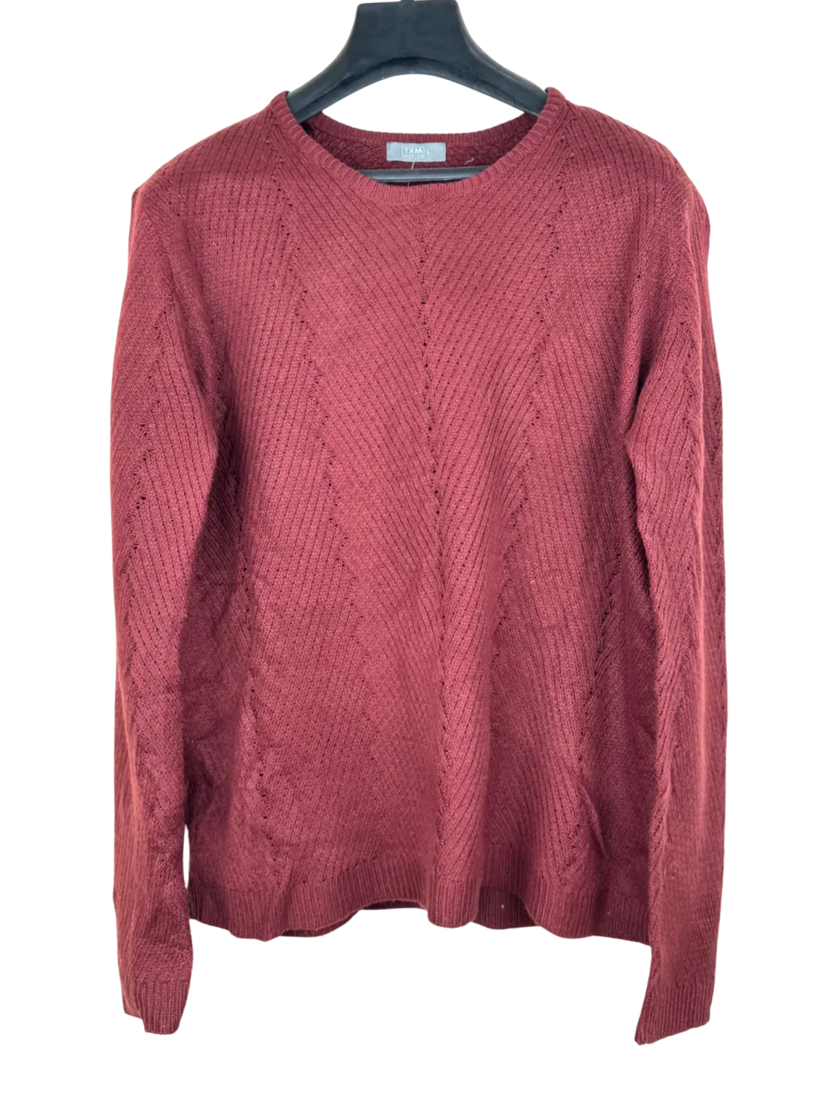 Secondhand Branded Winter Knitted Tops by TXM, Maroon Acrylic fabric, Premium Plus condition, for Women - Online Thrift Shop Karachi Pakistan