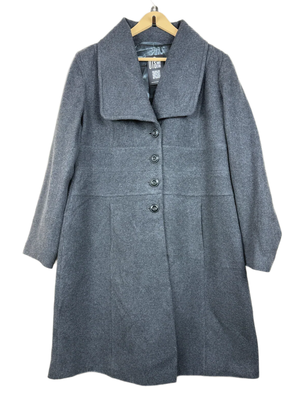 Secondhand Branded Winter Long Cardigans by Unknown, Gray Wool + Polyester fabric, Premium condition, for Women - Online Thrift Shop Lahore Pakistan
