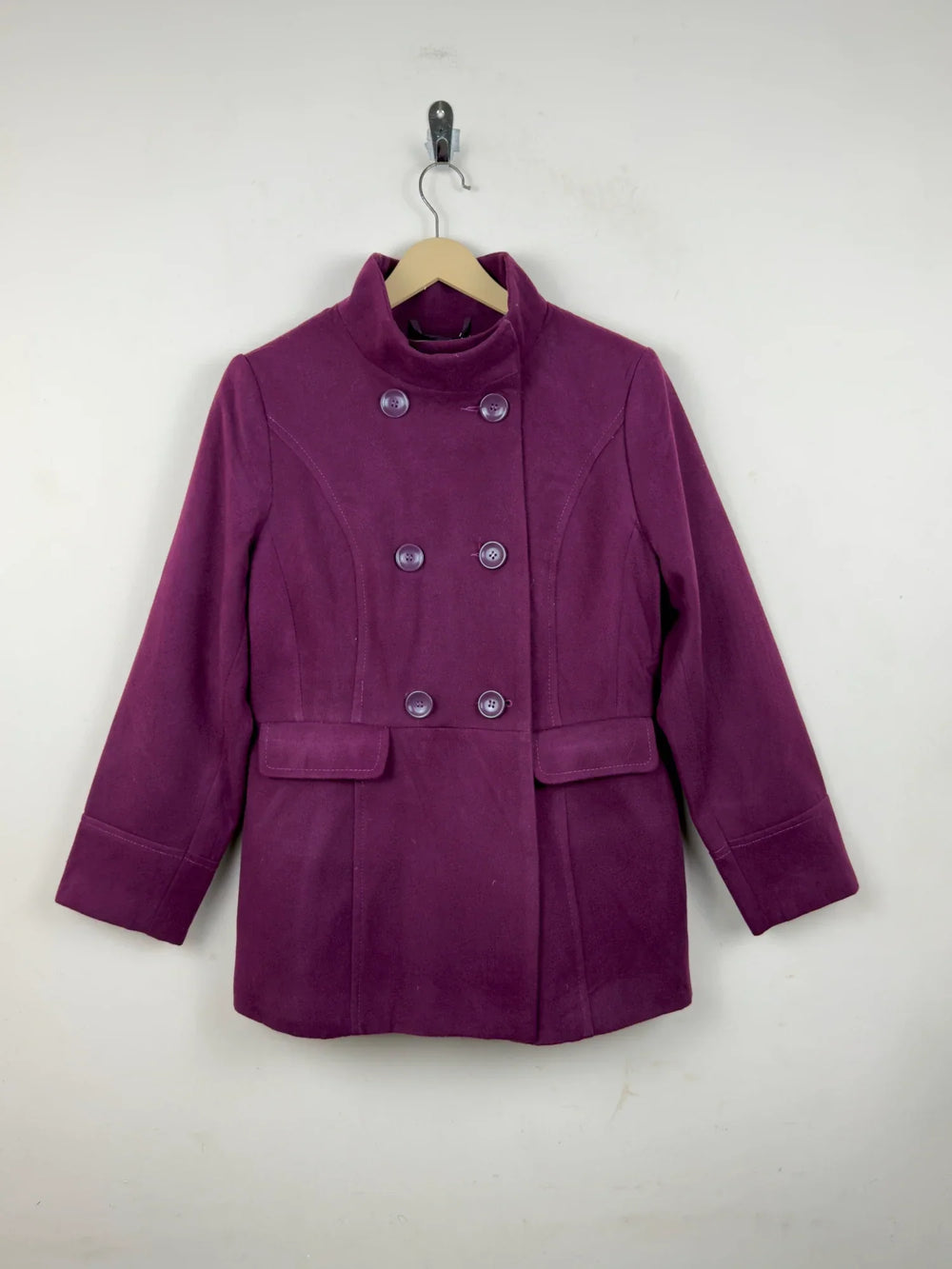 Premium Condition Women's Winter Long Coat | Preloved EWM | Purple Polyester | Thrift Shop for Women Lahore Pakistan | OTS