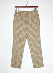 Secondhand Branded Womens Pants & Trousers by Basler, Beige checked Polyester fabric, Excellent condition, for Women - Online Thrift Shop Lahore Pakistan