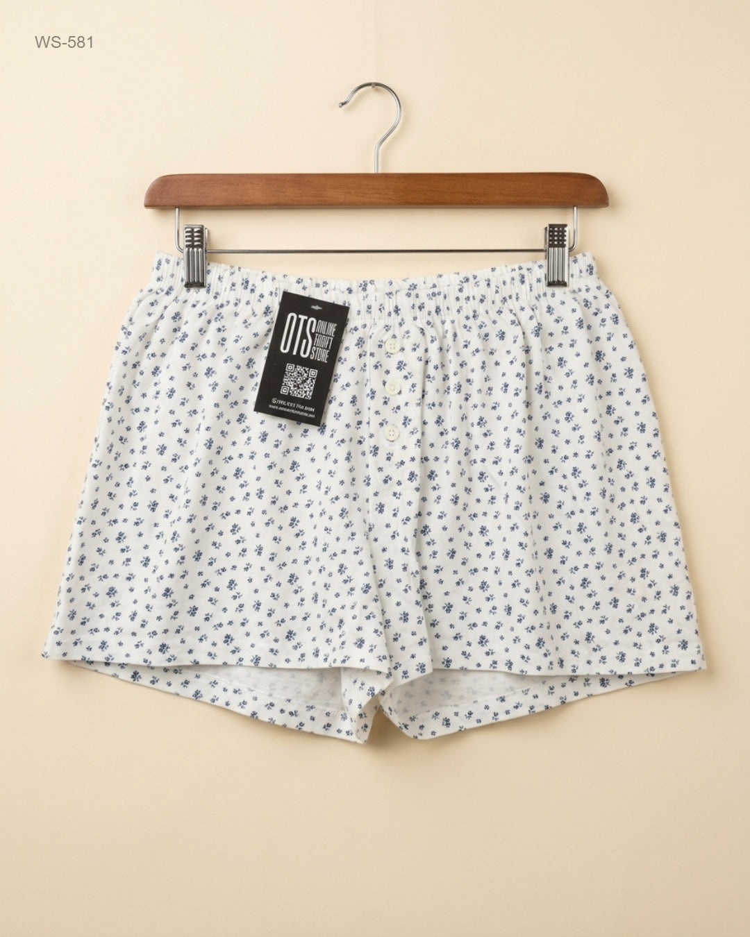 Secondhand Branded Womens Shorts by Primark, White & Blue cotton fabric, Premium condition, for Womens - Online Thrift Shop Peshawar Pakistan