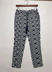 Womens Summer Trousers | Cut Label | Preloved Branded | WHITE AND NAVY BLUE Cotton | Excellent | OTS Thrift Store Karachi Pakistan