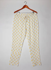 UK Imported secondhand Womens Summer Trousers - Primark brand, WHITE YELLOW Polyester, Premium condition, for Womens - Online Thrift Store Karachi Pakistan