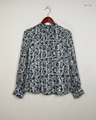 Womens Summer Tops | H&M | Preloved Branded | Beige & Black Flowral Polyester | Premium | OTS Thrift Store Islamabad Pakistan