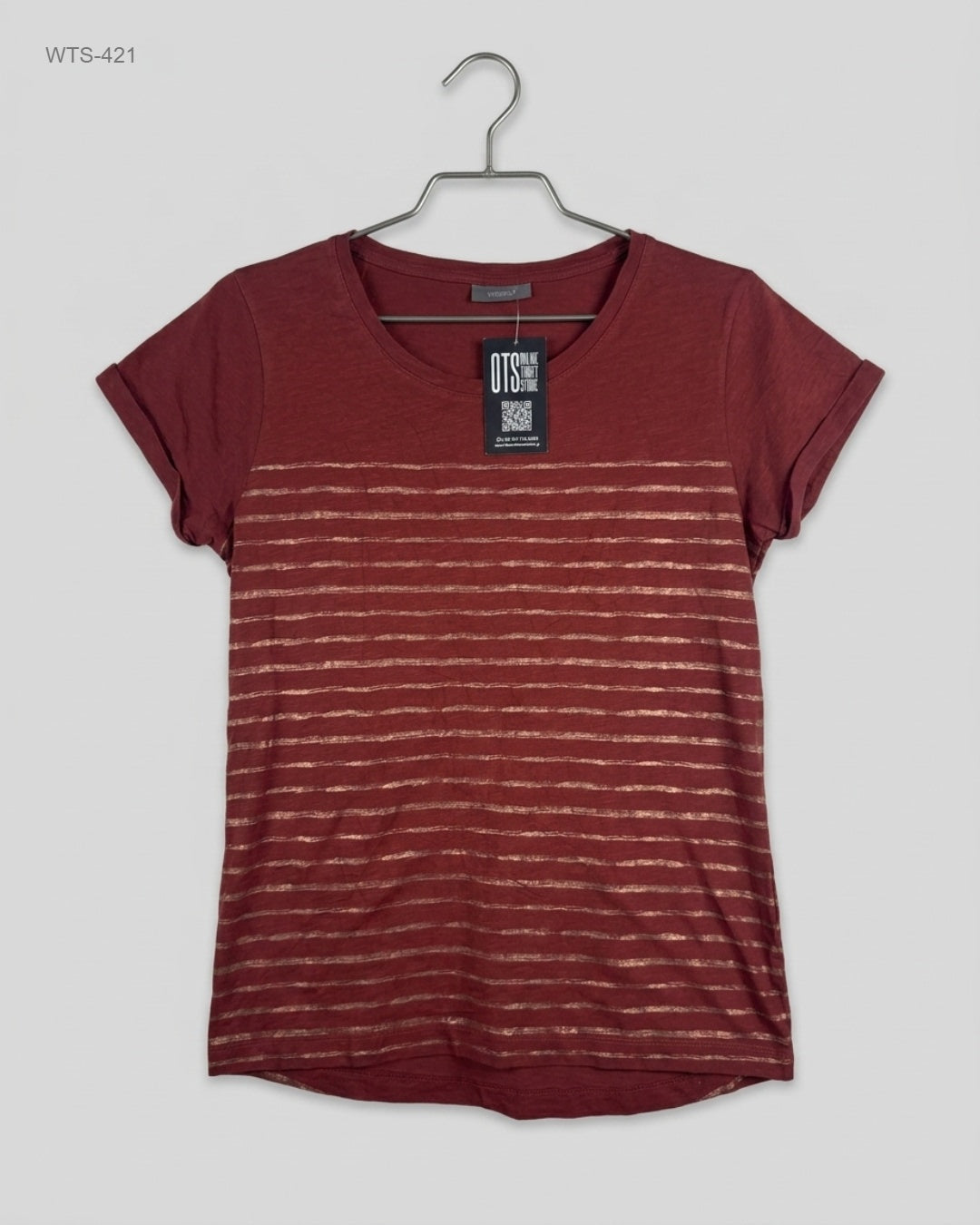 UK Imported secondhand Womens Tshirts - YESSICA brand, Maroon Cotton, Premium condition, for Womens - Online Thrift Store Lahore Pakistan