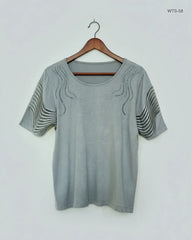 Womens Tshirts | CUT LABEL | Preloved Branded | Grey Viscose | Premium | OTS Thrift Store Islamabad Pakistan