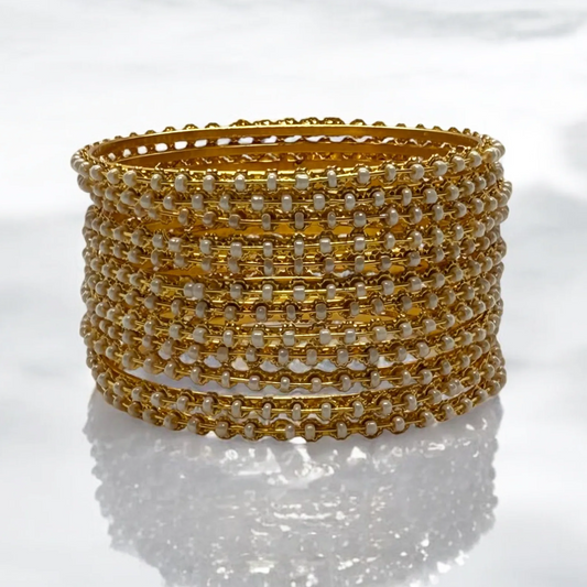White Pearl Bangle Set