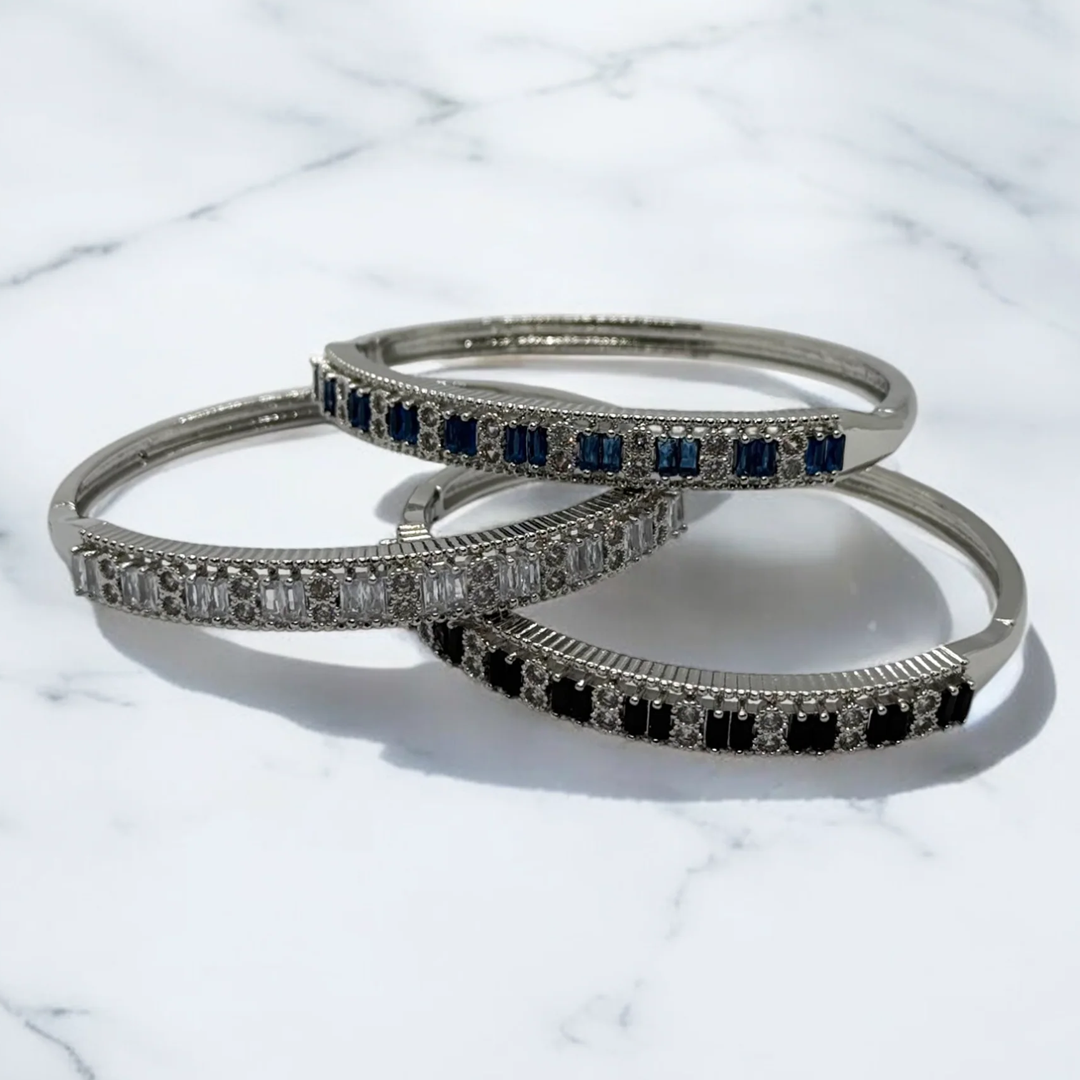 Elegant Silver Gemstone Bangle