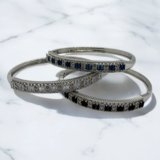Elegant Silver Gemstone Bangle