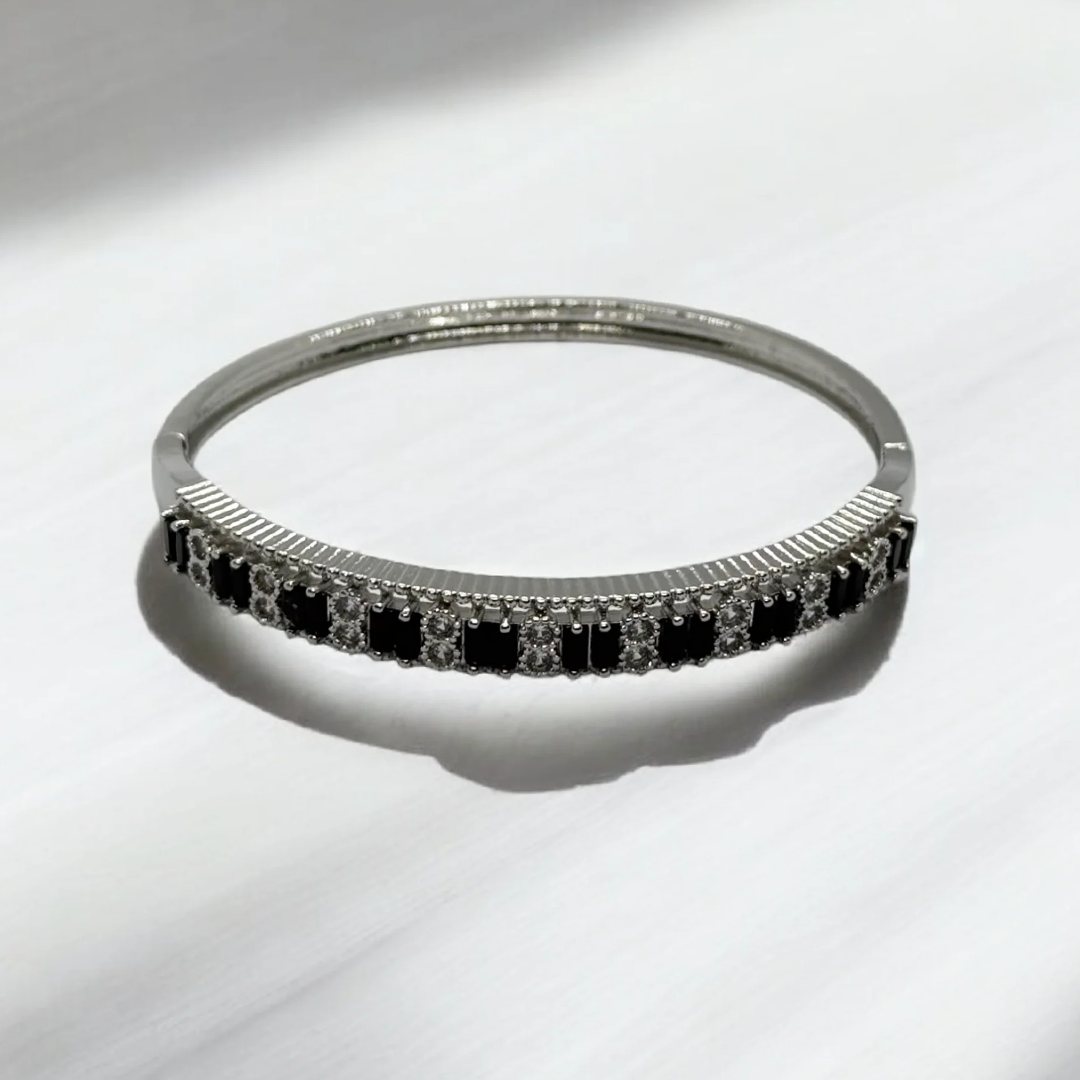 Elegant Silver Gemstone Bangle