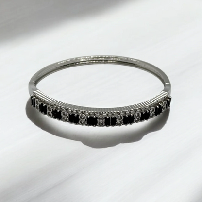 Elegant Silver Gemstone Bangle