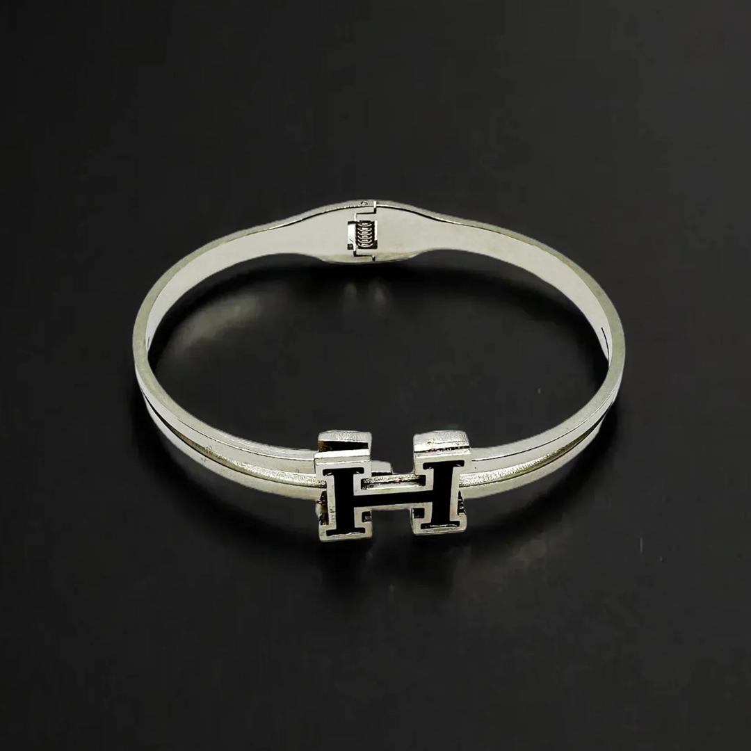 Silver H Bangle