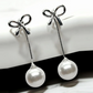 Bow & Pearl Drop Earrings