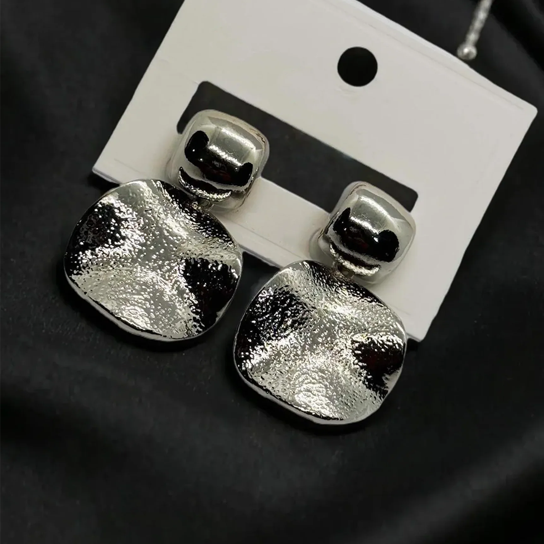 Textured Silver Earrings