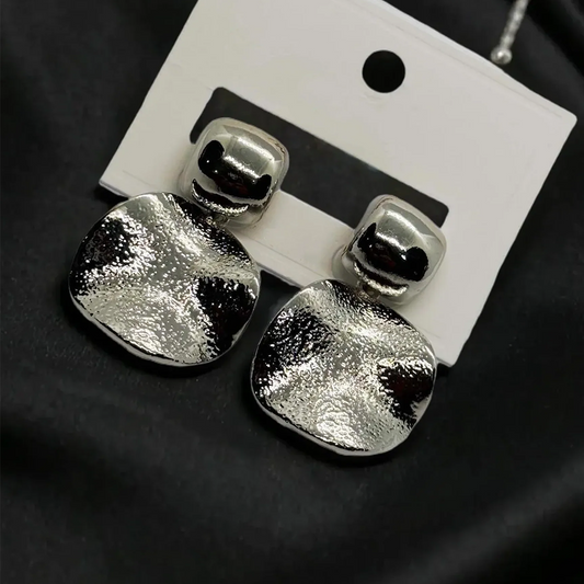 Textured Silver Earrings