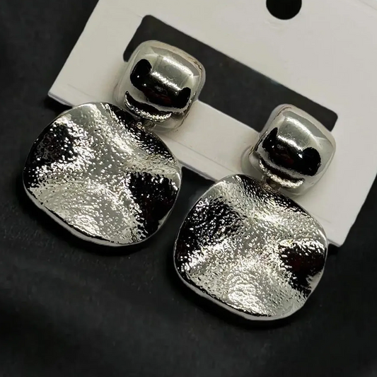 Textured Silver Earrings