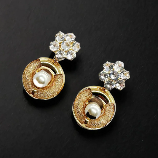 Flower Pearl Drop Earrings