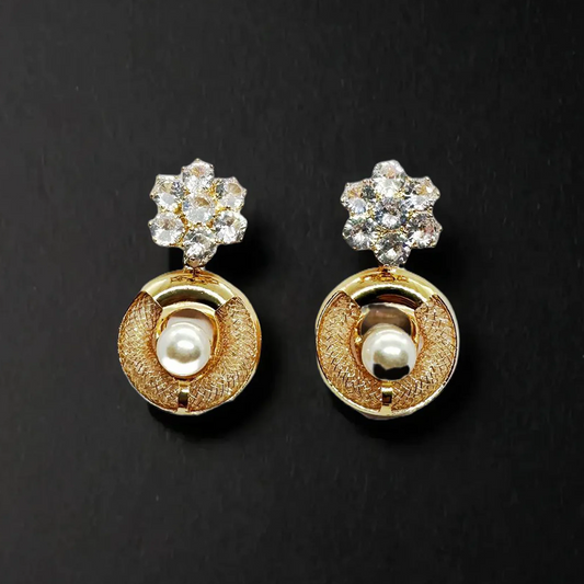 Flower Pearl Drop Earrings
