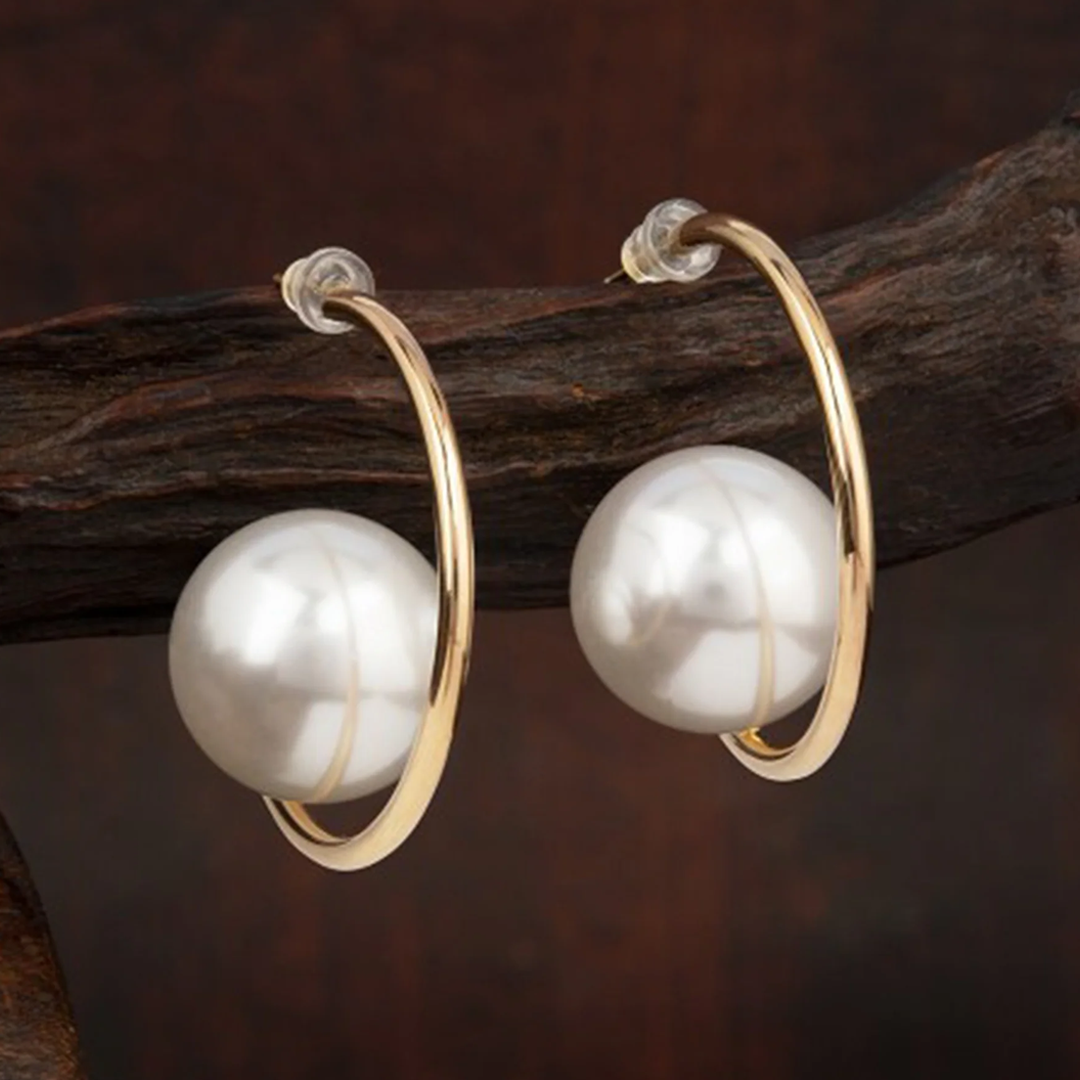 Vintage Pearl Hoop Earrings
