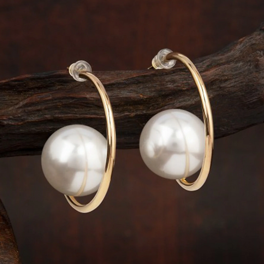 Vintage Pearl Hoop Earrings