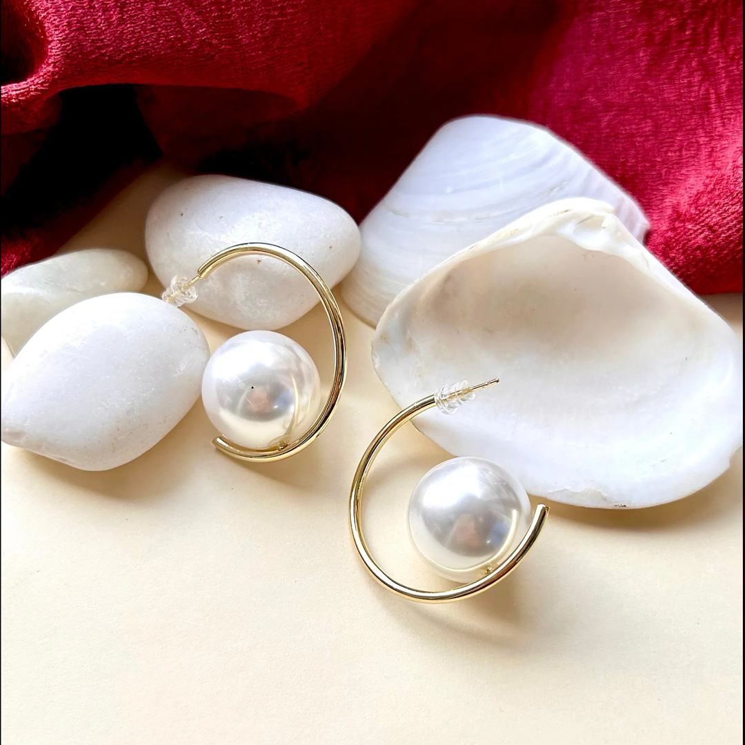 Vintage Pearl Hoop Earrings