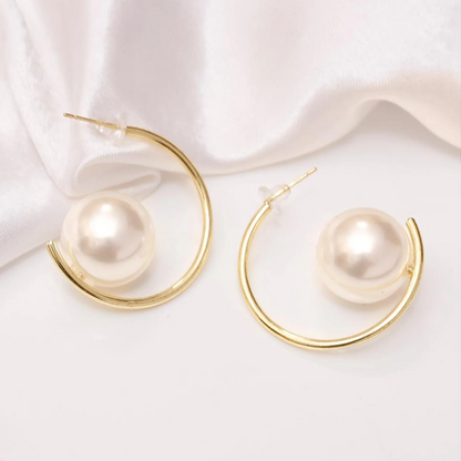 Vintage Pearl Hoop Earrings