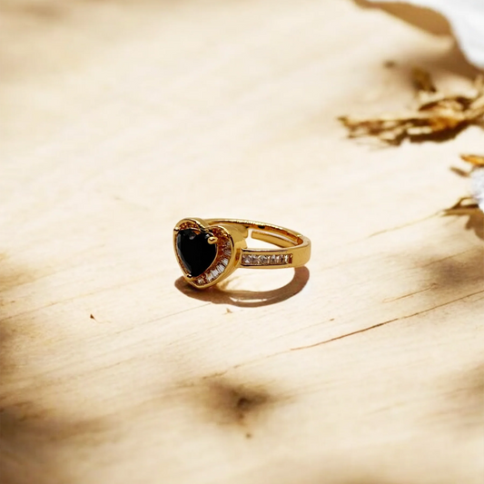 Ruby Black Heart Ring