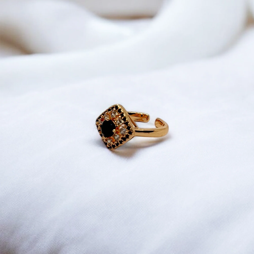 Square Black Stone Ring