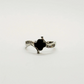 Dainty Black Clover & Silver Ring