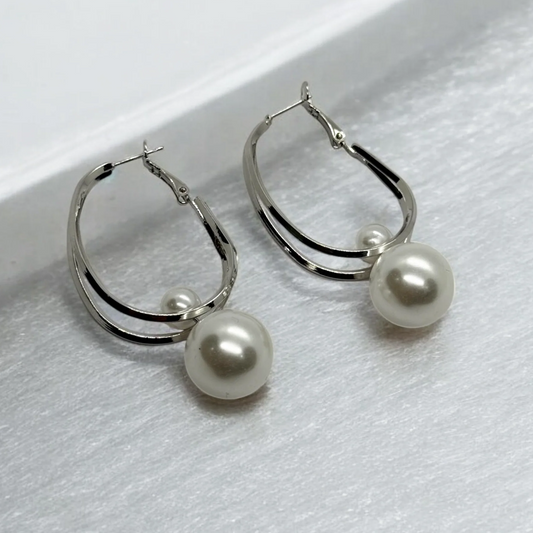 Luxury Titanium Pearl Earrings
