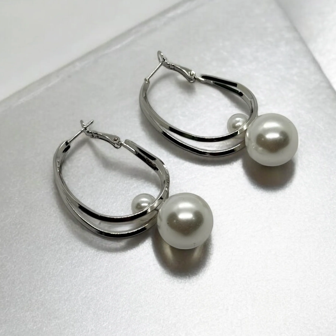 Luxury Titanium Pearl Earrings