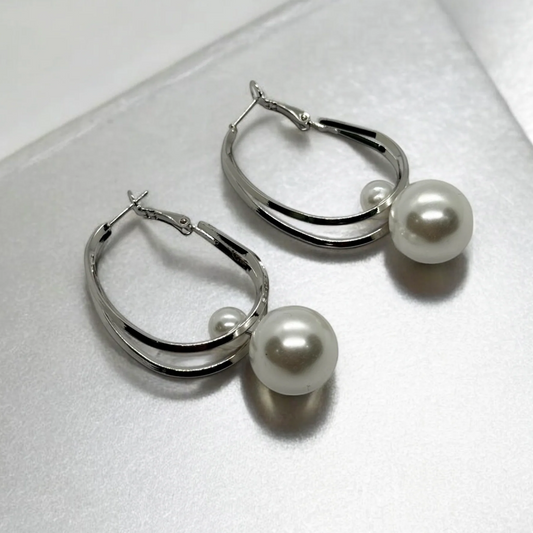 Luxury Titanium Pearl Earrings