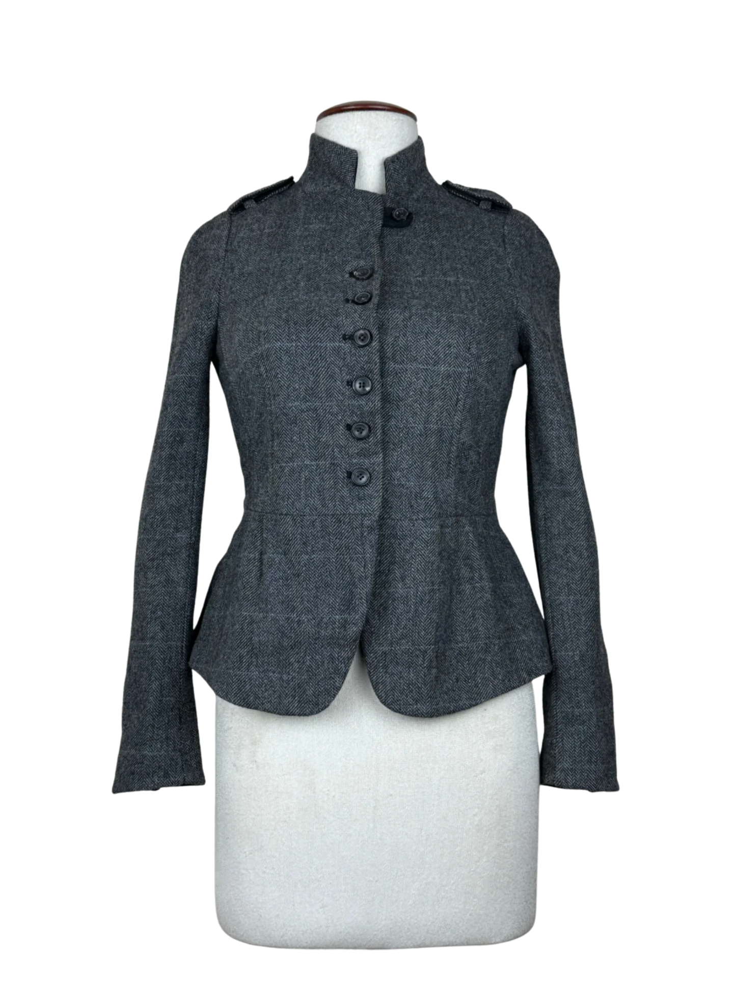 Secondhand Branded Women Bolero Coatt by Zara, Grey Lana Wool fabric, Premium Plus condition, for Womens - Online Thrift Shop Peshawar Pakistan