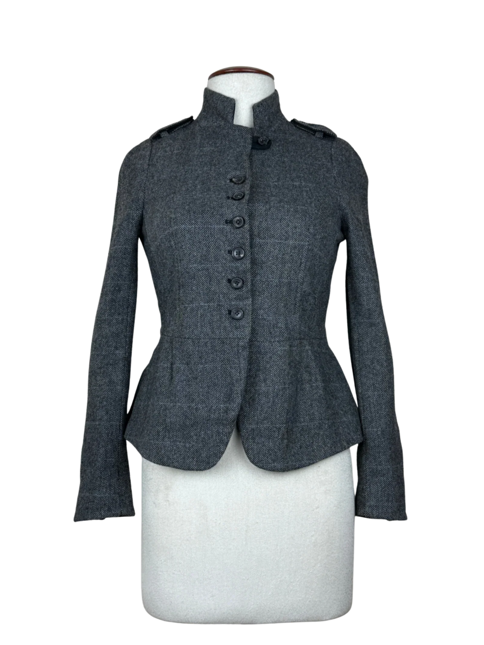 Secondhand Branded Women Bolero Coatt by Zara, Grey Lana Wool fabric, Premium Plus condition, for Womens - Online Thrift Shop Peshawar Pakistan