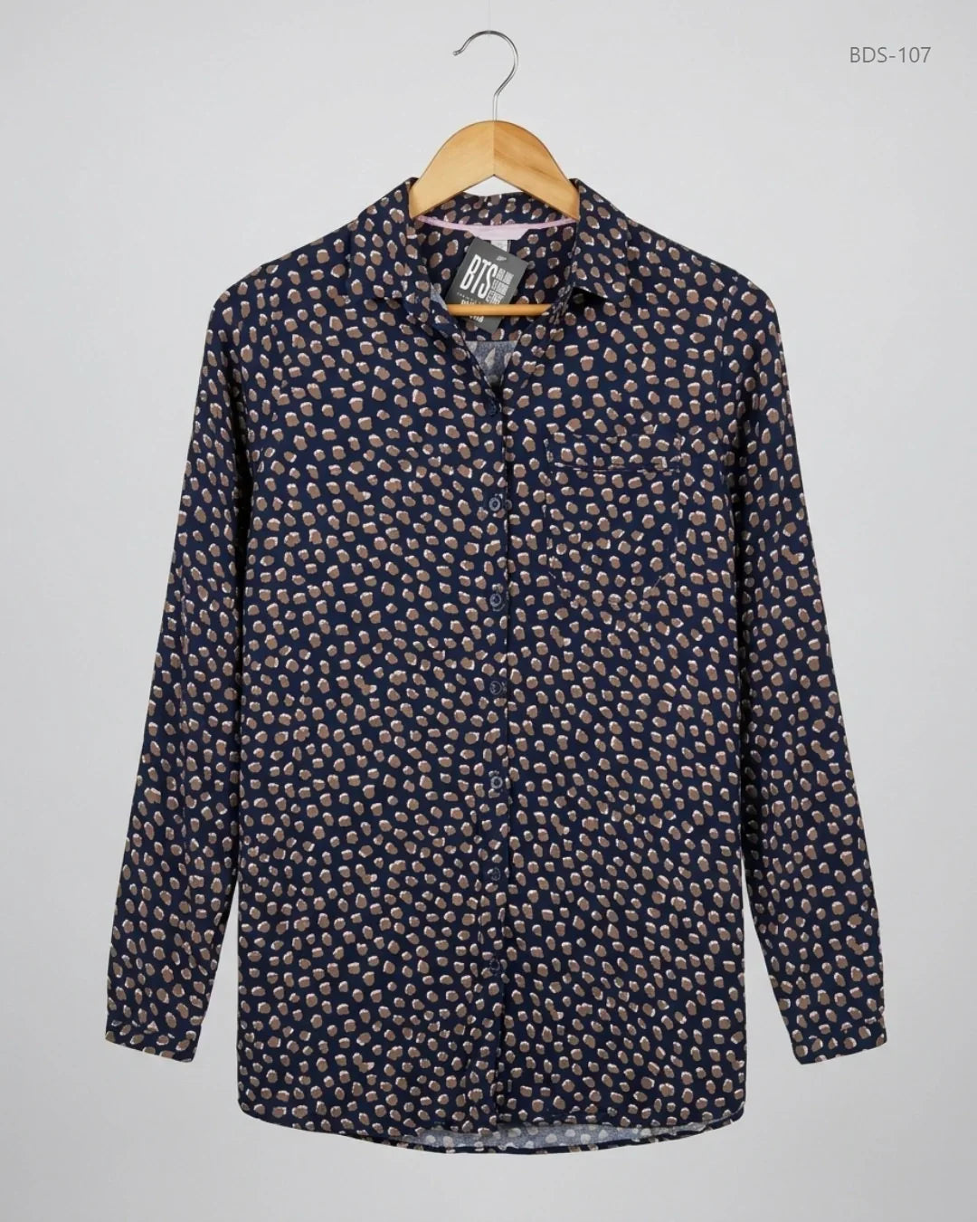 UK Imported secondhand Button Down Shirt - Joules brand, Navy Blue Polyester, Premium condition, for Womens - Online Thrift Store Lahore Pakistan