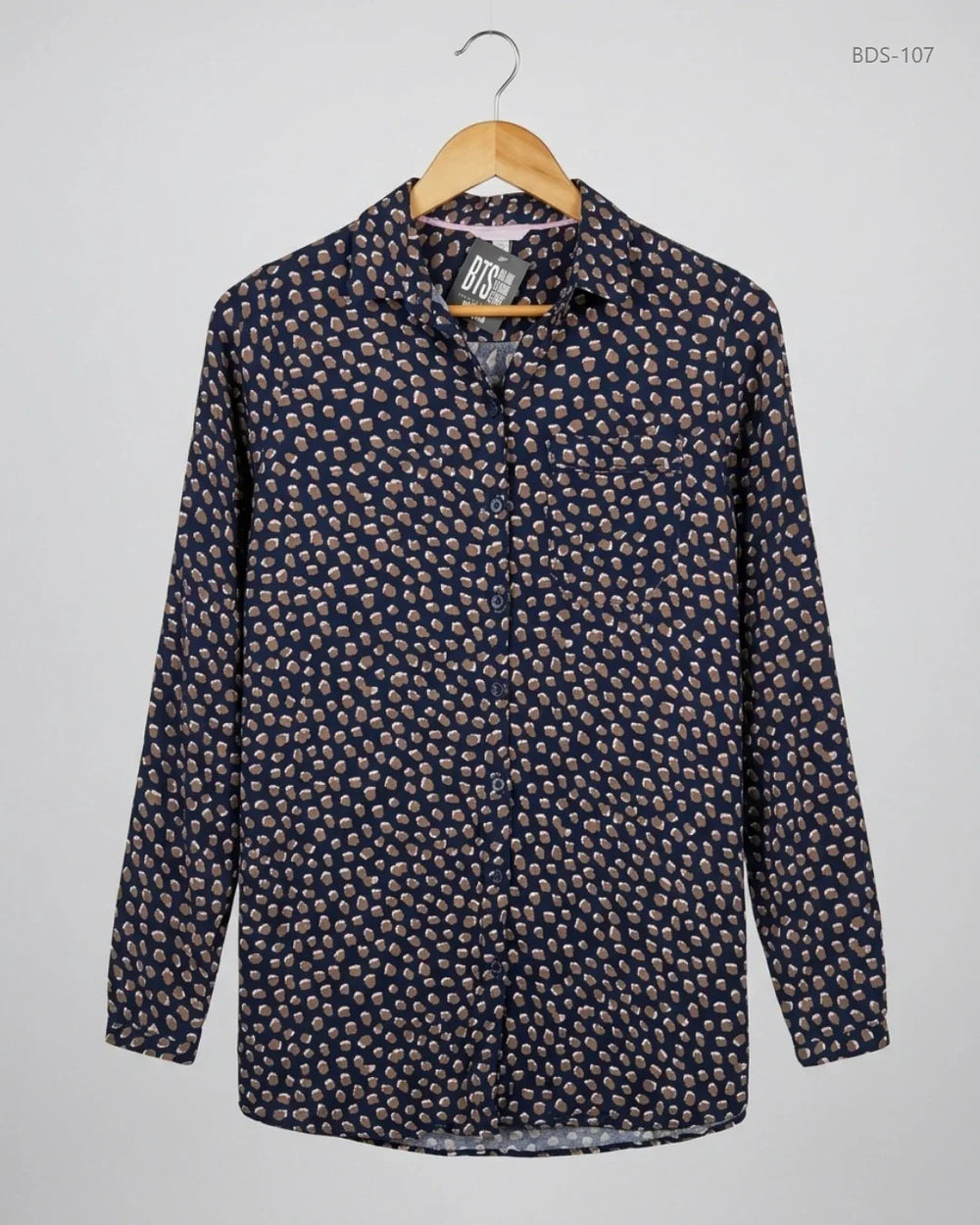UK Imported secondhand Button Down Shirt - Joules brand, Navy Blue Polyester, Premium condition, for Womens - Online Thrift Store Lahore Pakistan