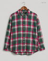 Button Down Shirt | Next | Preloved Branded | Green & Magenta Viscose | Premium | OTS Thrift Store Karachi Pakistan