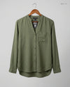 Premium Condition Button Down Shirt | Preloved Atmosphere | Olive Green Viscose | Thrift Shop for Womens Peshawar Pakistan | OTS