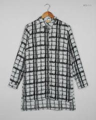Button Down Shirt | CAMEA ROSE | Preloved Branded | Black & White Polyester | Premium | OTS Thrift Store Peshawar Pakistan