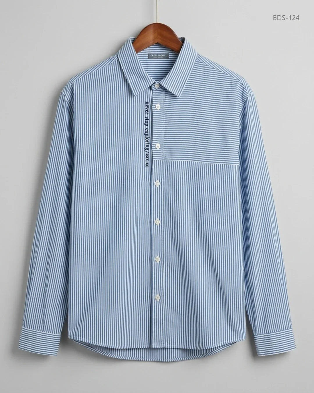 Secondhand Branded Button Down Shirt by BRENN, Blue Cotton fabric, Premium condition, for Womens - Online Thrift Shop Lahore Pakistan