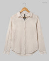 Excellent Condition Button Down Shirt | Preloved H&M | Beige Cotton | Thrift Shop for Womens Islamabad Pakistan | OTS
