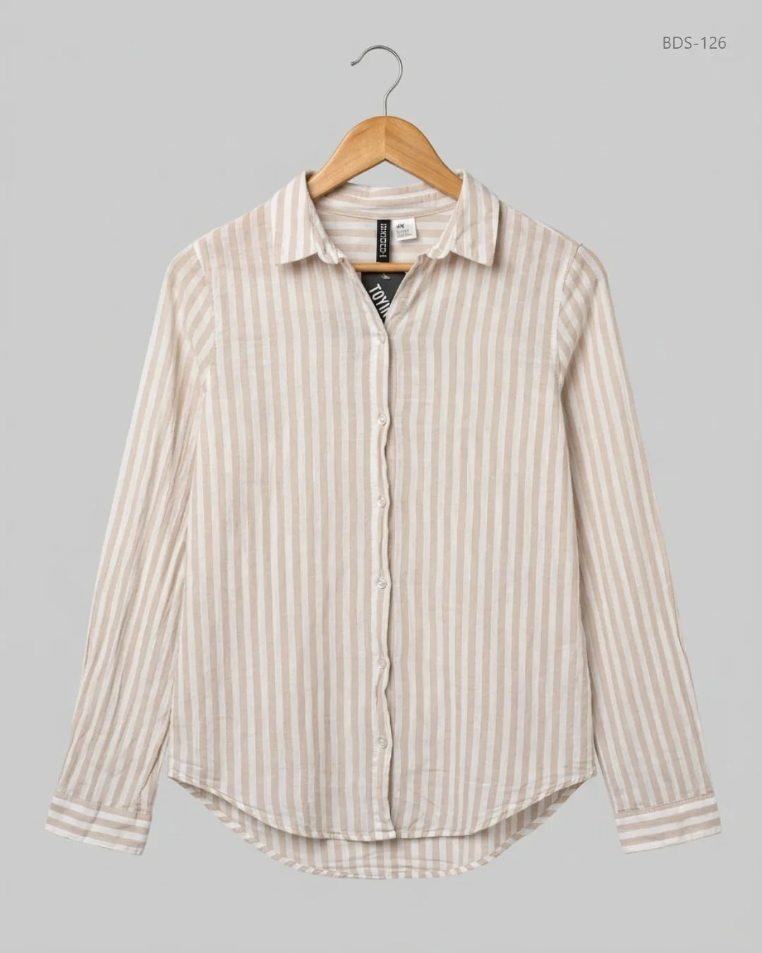 Excellent Condition Button Down Shirt | Preloved H&M | Beige Cotton | Thrift Shop for Womens Islamabad Pakistan | OTS