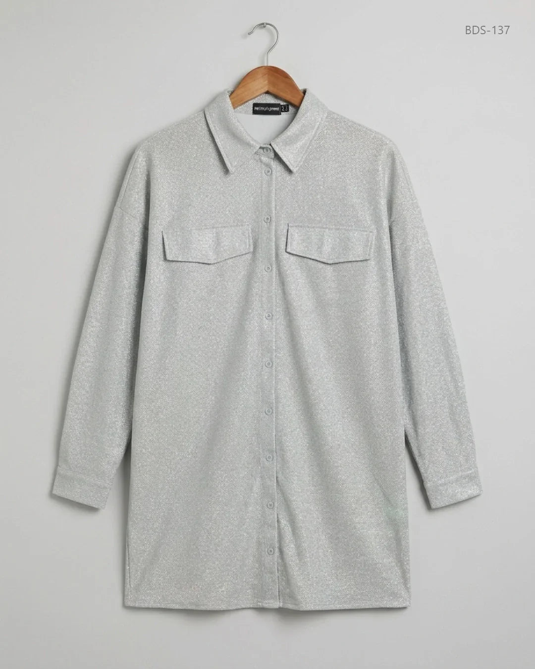 Shop Premium Button Down Shirt by PRETTYLITTLETHING | Preloved Branded Clothes | Grey POLYESTER | Womens | OTS Thrift Store Karachi Pakistan