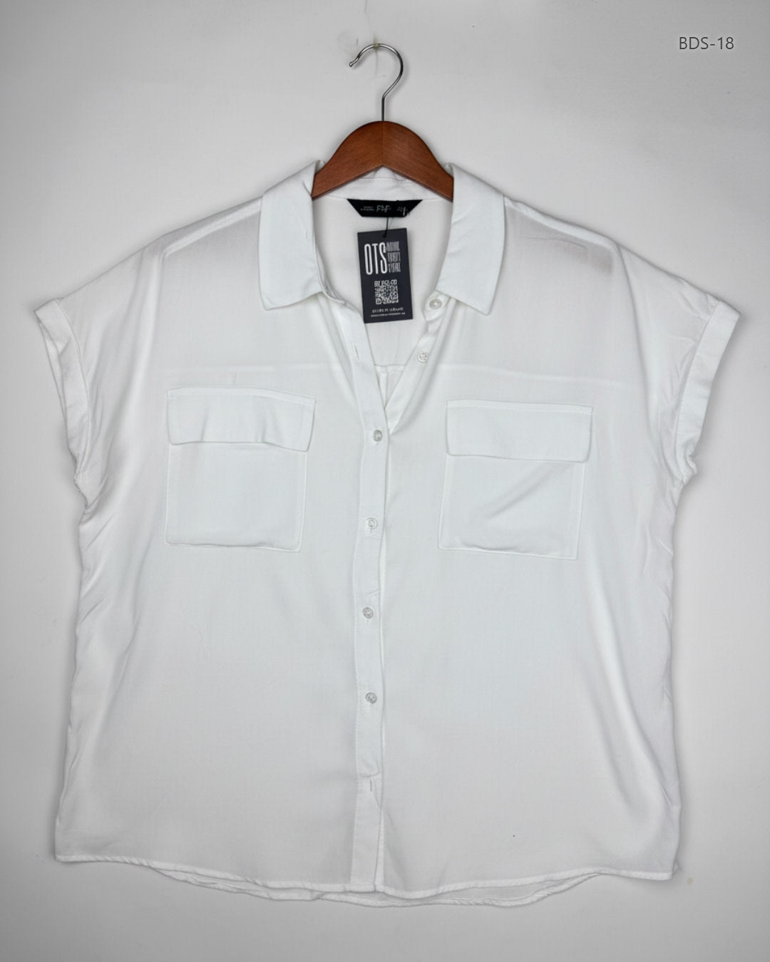 Button Down Shirt | F&F | Preloved Branded | White Viscose | Premium | OTS Thrift Store Islamabad Pakistan