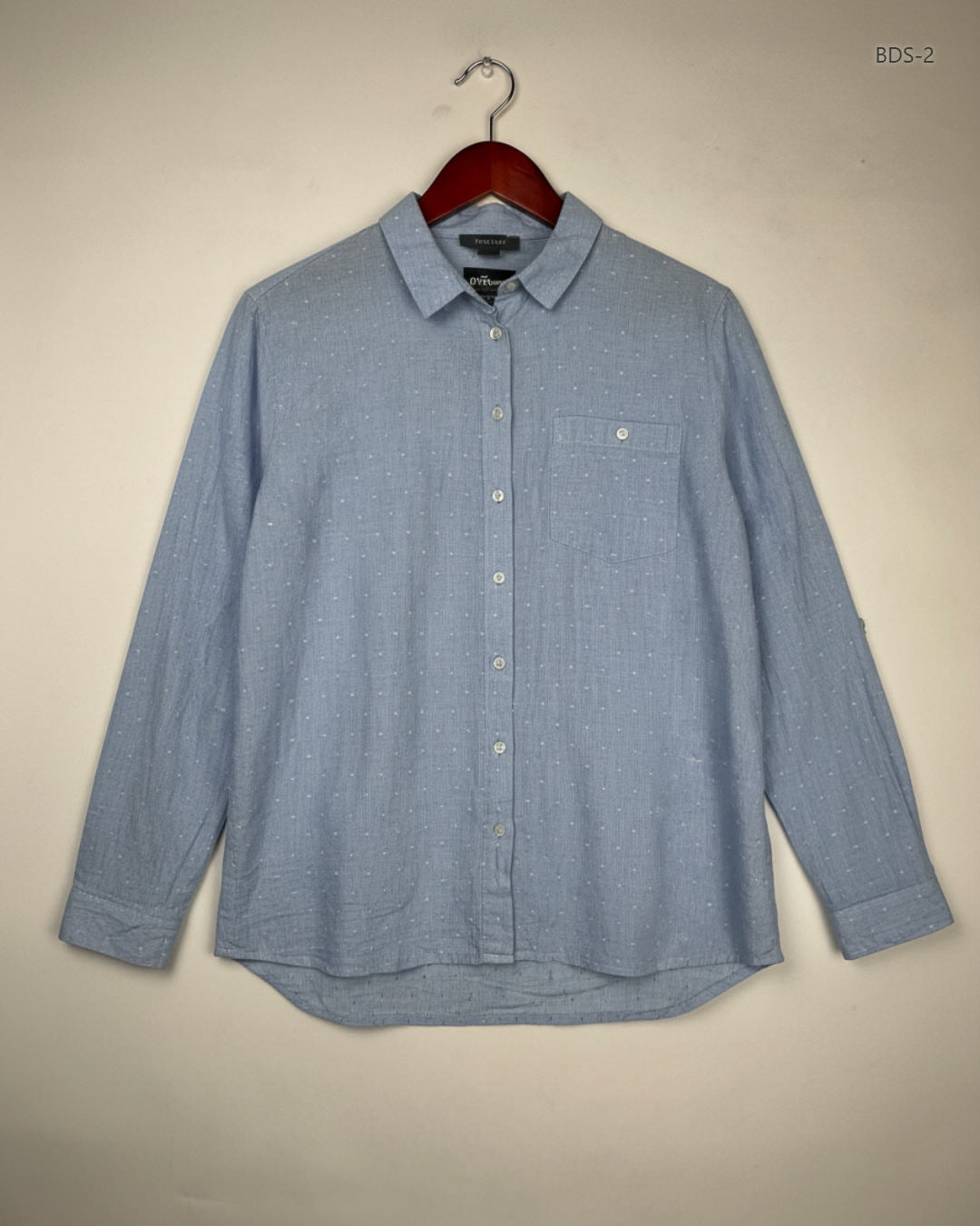 Preloved Premium Button Down Shirt by Primark, Blue Cotton for Women - OTS Thrift Shop Peshawar Pakistan