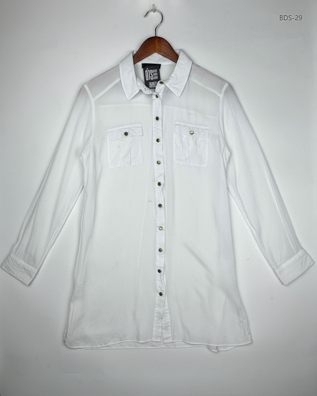 UK Imported secondhand Button Down Shirt - Atmosphere brand, White Cotton, Premium condition, for Women - Online Thrift Store Islamabad Pakistan