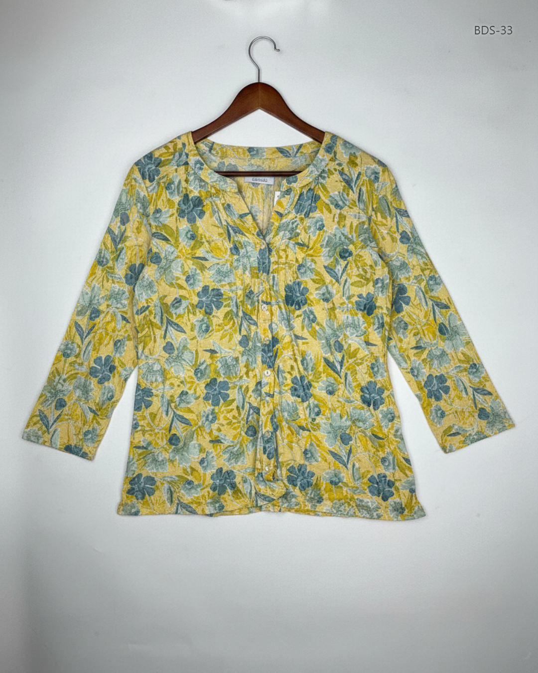 Shop Premium Button Down Shirt by PERUNA | Preloved Branded Clothes | Yellow Cotton | Women | OTS Thrift Store Peshawar Pakistan